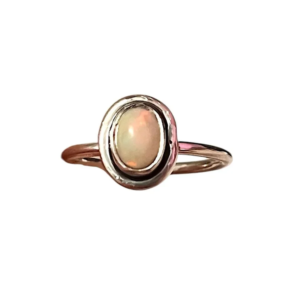 Genuine Ethiopian Opal Sterling Silver Ring Size 7